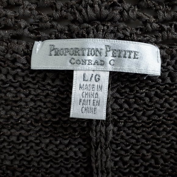 Conrad C Portion Petite Taupe Short Sleeve Knit Cardigan - Picture 9 of 12